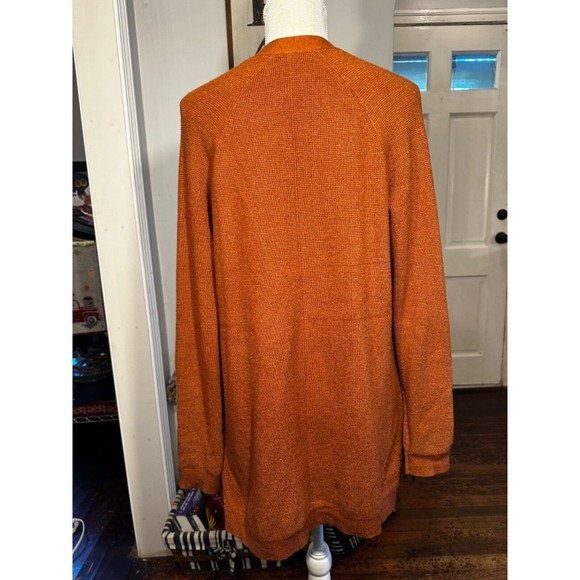 Cyrus Open Front Extra Long Pockets Cardigan Rust Brown Classic Knit medium - Picture 5 of 15